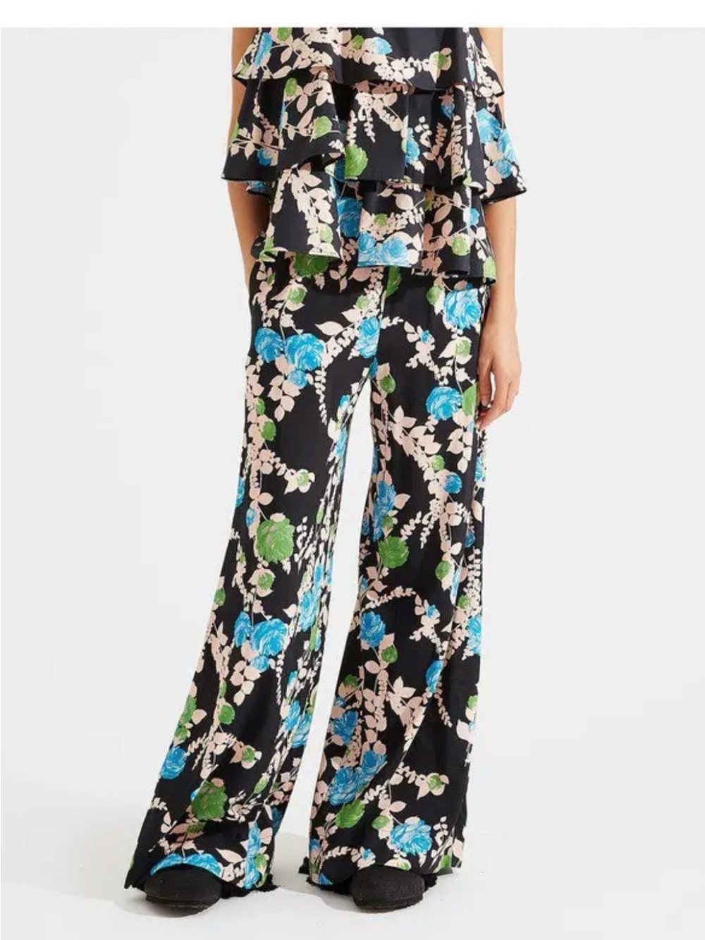 LA DoubleJ Palazzo Pants in Winter Rose Nero Size M $650